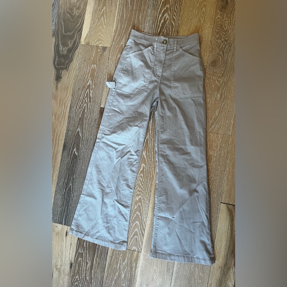 Self Contrast Anthropologie Georgia Utility Beige Wide Leg Pants - Picture 3 of 14